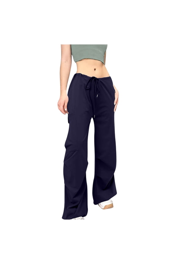 Womens Cargo Pants Women's Vintage Street Style Star Print Spicy Girl Low Waisted Straight Tube Slimming Pants