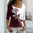 thumbnail image 1 of Babysbule Womens Casual Floral Printing Tops V-Neck Long Sleeve Loose Flowers T-Shirt Blouse s, 1 of 6