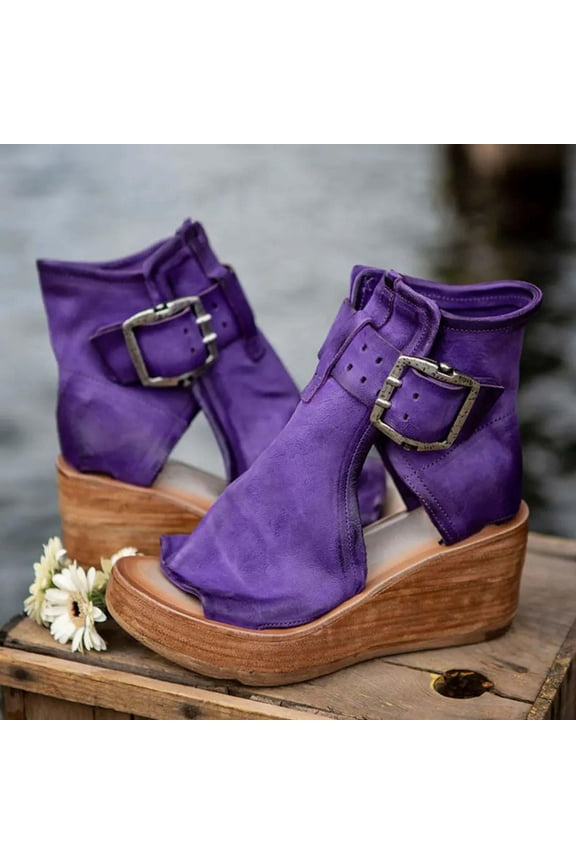 Womens Casual Shoes Summer Fashion High-top Wedge Sandals Thick-soled Fish Mouth Roman Sandals Ladies Shoes