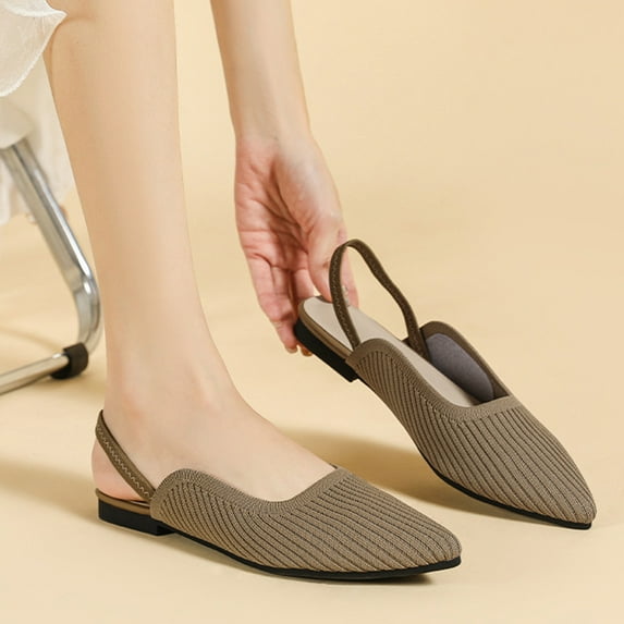 Babysbule Womens Casual Shoes Women's Knitting Fabric Flats Slingbacks Comfort Walking Running Work Shoes