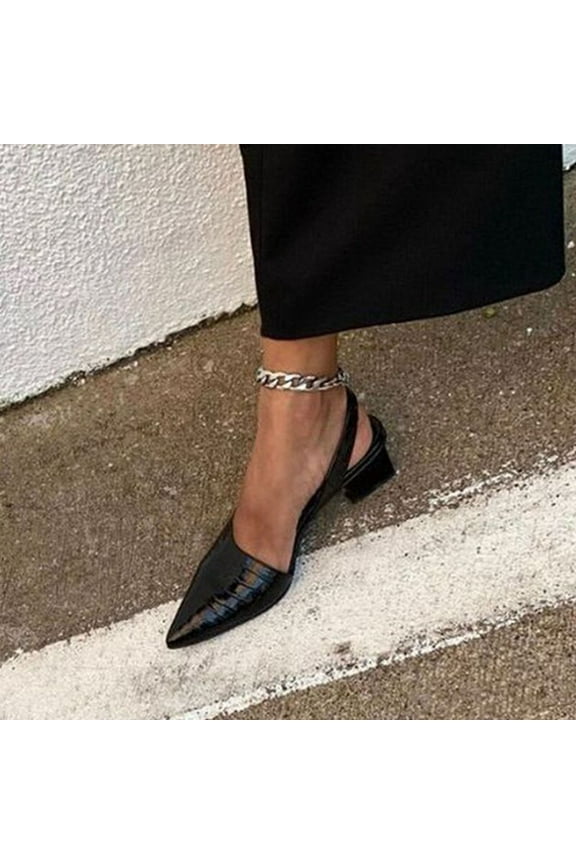 Womens Casual Shoes Women's Summer Retro Elegant Patent Leather Mid Heel Chunky Heel Strap Sandals