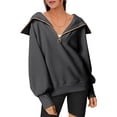 thumbnail image 1 of Babysbule Womens Casual Tops Solid Color Lapel Neck Long Sleeve Loose T-Shirt Blouse Pullover Tops, 1 of 9