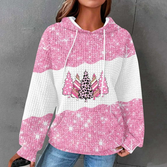 Babysbule Womens Christmas Shirts Clearance Tops Christmas Printed Round Neck Long Sleeved Top Loose Fitting Sweater