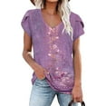 thumbnail image 1 of Babysbule Womens Clearance Blouses Fashion Women's Summer V-Neck Short Sleeve Floral Printed Casual T-shirt Blouse, 1 of 4