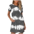 thumbnail image 1 of Babysbule Womens DressesFashion Womens Tie-Dye Short Sleeve O Neck Pockets Loose Comfy Casual Dress, 1 of 5