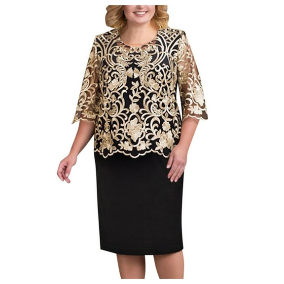 Babysbule Womens DressesWomen Plus Size Sequin Short Midi Dress Ladies Cocktail Evening Party Dress