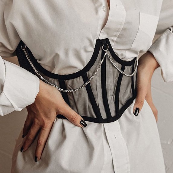 Babysbule Womens Clearance Shapewear Women's Court Mesh Corset Chain Body Shaping Clothes Belted Girdle Shapewear