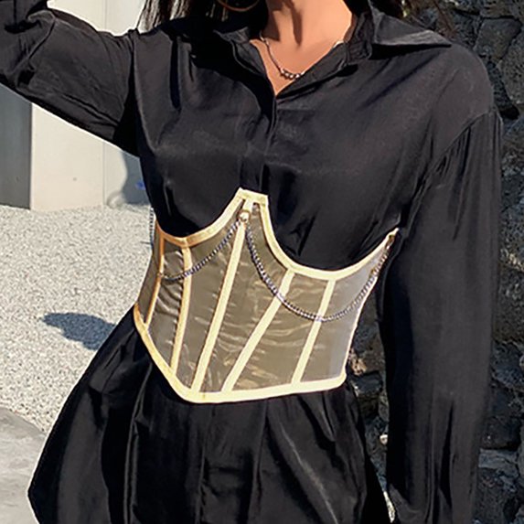 Babysbule Womens Clearance Shapewear Women's Court Mesh Corset Chain Body Shaping Clothes Belted Girdle Shapewear