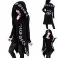 thumbnail image 1 of Babysbule Womens Coats Clearance Women Long Sleeve Punk Moon Print Hooded Black Cardigan Jacket Coat Plus Size, 1 of 9