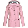thumbnail image 1 of Babysbule Womens Coats Women Solid Rain Jacket Outdoor Plus Size Waterproof Hooded Raincoat Windproof, 1 of 4