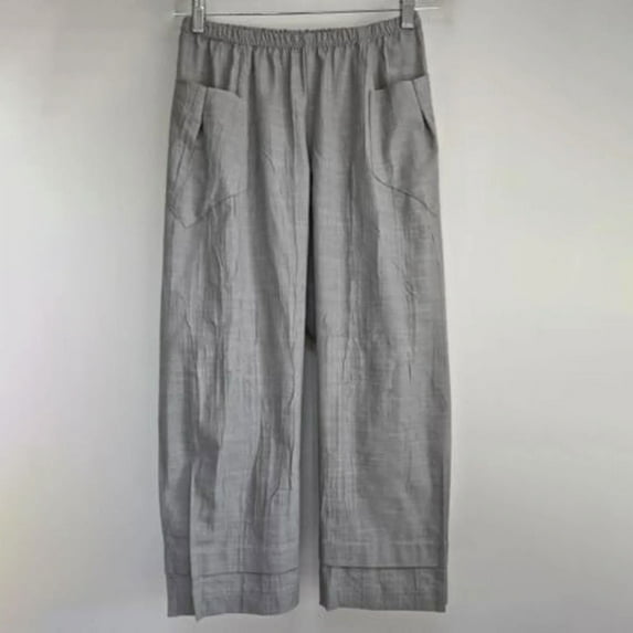 Babysbule Womens Cotton Loose Pants Fashion Casual Pants For Women Casual Summer Straight Pocket Linen Long Pants