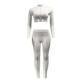 thumbnail image 1 of Babysbule Womens Fall Plus Top Sets Outfit 2PC Fashion Woman Round Neck Long Sleeve Blouse +Close-Fitting Pants Sets, 1 of 4