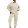 thumbnail image 1 of Babysbule Womens Fall Plus Top Sets Outfit Fall Fashion Women Long Sleeve Round-Neck Blouses Shirts Elastic Waist Pocket Pants, 1 of 7