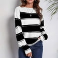 thumbnail image 1 of YUNAFFT Women's Fashion Sweater Clearance, Women's Round- Neck Stripe Splicing Recreational Pullover Knitting Sweater Long Sleeve Tops, 1 of 9