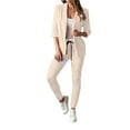 thumbnail image 1 of Babysbule Womens Fall Plus Top Sets Outfit Women's Casual Lattice Color Suit Long Sleeve Blazer +Long Pants Two-piece Set, 1 of 6