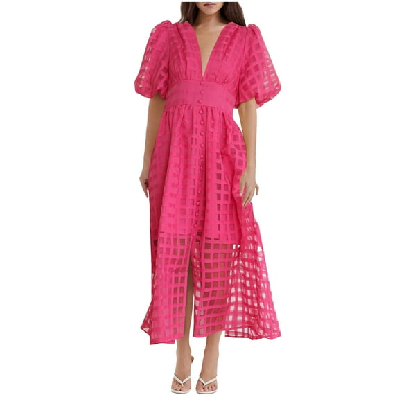 Babysbule Womens Fall Plus Top Sets Outfit Women's Lantern Casual Party Sleeve Dress