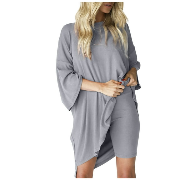 Babysbule Womens Fall Plus Top Sets Outfit Women's Round Neck Long Sleeve Pullover Shirt Tops + Pants Trousers Set