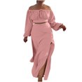 thumbnail image 1 of Babysbule Womens Fall Plus Top Sets Sales Fashion Women Pocket Round-Neck Casual Long Sleeve Sweatshirt + Pant Set, 1 of 6
