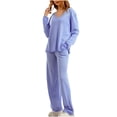 thumbnail image 1 of Babysbule Womens Fall Plus Top Sets Outfit Women's Fashion Casual Color Oversized Sleeve Lounge Sets Casual Tops And Pants 2 Piece Outfits Sweatsuit, 1 of 9