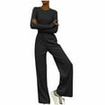 thumbnail image 1 of Babysbule Womens Fall Plus Top Sets Sales Women's Long Sleeve Fashion Comfortable Casual Set Striped Pants Two Piece Set, 1 of 6