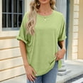 thumbnail image 1 of Babysbule Womens Fashion Solid Tops Short Sleeve Out Blouse Fashion Round Neck Summer T-Shirt Tops for Women, 1 of 7