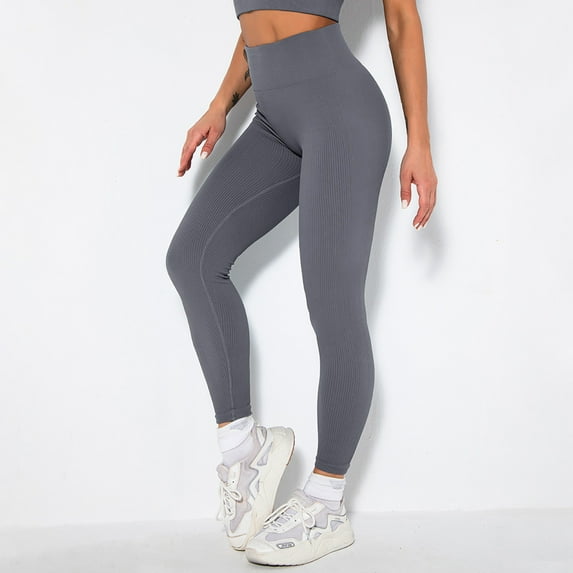 Babysbule Womens Fitness Sports Tight Yoga Pants Women's Seamless Thread Hip Upset Sports Running Pants Nine Par Pants