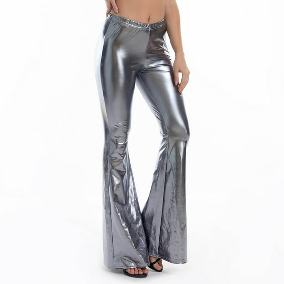 Babysbule Womens Flare Pants Women's Nightclub Style Flared Pants Multi-color Stretch Micro Stretch Slim Pants