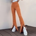 thumbnail image 1 of Babysbule Womens Flared Pants Womens Fashion Summer Solid Casual Button Zipper Elastic Waist Long Pants, 1 of 8