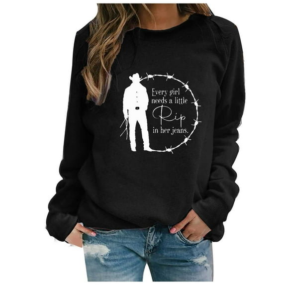 Babysbule Womens Hoodless Sweatshirt Fashion Women's Casual Hoodless Round Neck Pullover Print Long Sleeve Sweatshirt