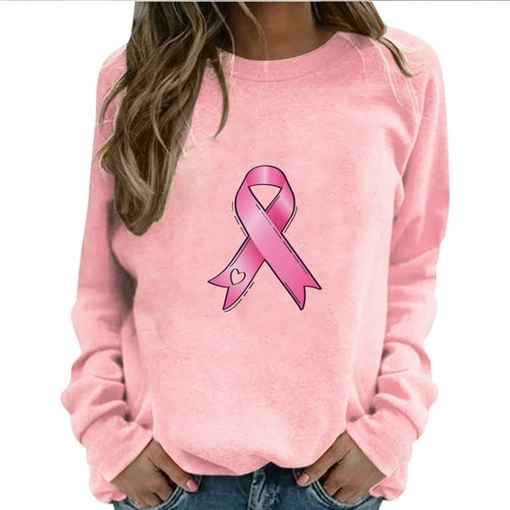 Babysbule Womens Hoodless Sweatshirt Women Fashion Casual Print Round Neck Loose Long Sleeve T-shirt Tops Blouse Hoodless Sweatshirts