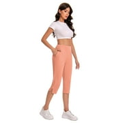 BABYSBULE Womens Straight Capris Pants Oversized Drying Tight Elastic Comfy Fitness Workout Yoga Pockets Pants