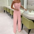 thumbnail image 1 of Babysbule Womens Jumpsuit Overall Pants Women's Jumpsuits Slim Cut Waist Ruffle Casual Jumpsuit Trousers, 1 of 7