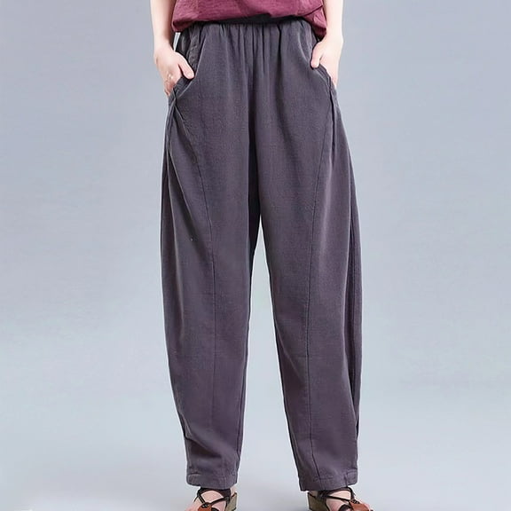 Babysbule Womens Large Size Capris Women's Summer Printed Five Points Cotton Linen Pants Casual Pants Shorts