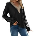 thumbnail image 1 of Babysbule Womens Long Sleeve Tops Women's Fashion Casual Spring Summer Long Sleeve V-Neck Blouses & Shirts, 1 of 7