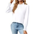 thumbnail image 1 of Babysbule Womens Long Sleeve Tops Women's Fashion Deep Round- Neck Solid Button Long Sleeve Blouse Shirt Top, 1 of 4