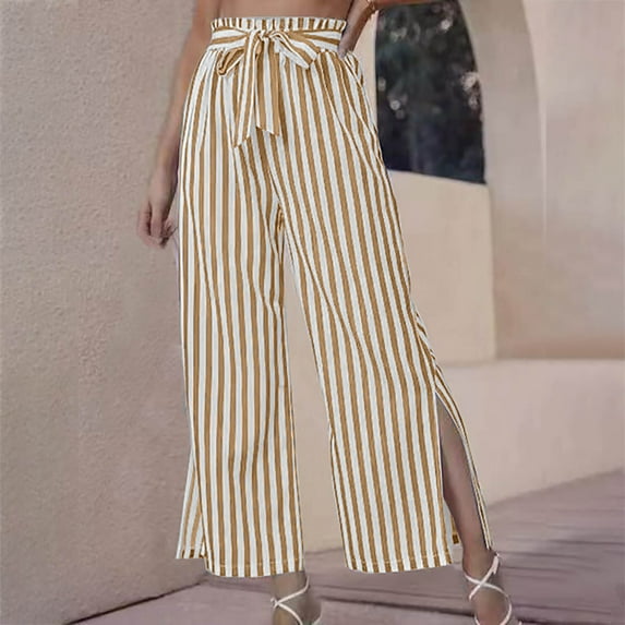 Babysbule Womens Loose Wide Leg Pants Women's Fashion Casual Split Casual Loose Casual Straight Pants