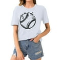 thumbnail image 1 of Babysbule Womens Summer Tops Women's Baseball Sport Printed T-shirt With Round Neck And Short Sleeved Top, 1 of 4