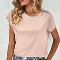 thumbnail image 1 of Babysbule Womens Summer Tops Women's Casual Solid Color Short-Sleeved Crew-Neck Top, 1 of 6