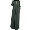 thumbnail image 1 of Babysbule Womens O-neck Plus Size Long Sleeve Abaya Jilbab Muslim Print Casual Kaftan Maxi Dresses, 1 of 9