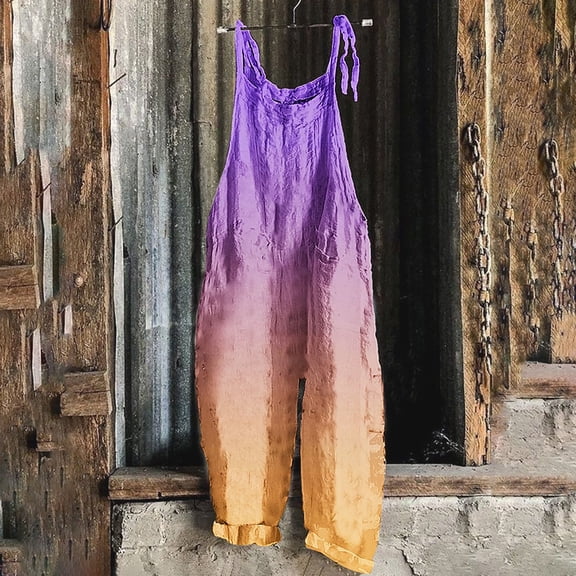 Babysbule Womens Overall Gradient Pants Women's Fashion Loose Gradual Lace Up Pants Wide Leg Pocket Jumpsuit