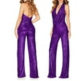 thumbnail image 1 of Babysbule Womens Overall Jumpsuit Pants Women's Sequin Color Short-sleeved Casual Trousers, 1 of 6