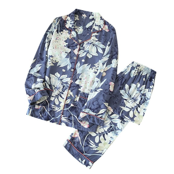 Babysbule Womens Pajamas 2 Pieces Women's Pajamas Sets Cotton Pyjama Women's Pajamas Sleepwear Sets Spring Summer Homewear