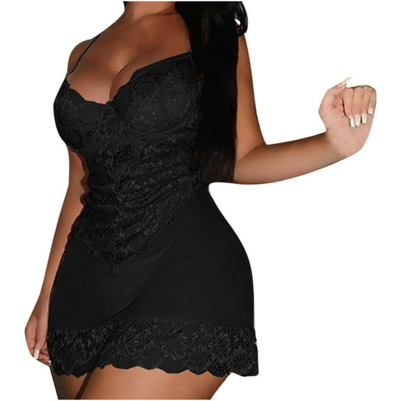 Babysbule Womens Pajamas Women Fashion Lace Sling Vest Hollow Mesh See-Through Ladies Nightdress Set