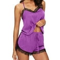 thumbnail image 1 of Babysbule Womens Pajamas Women Sleepwear Sleeveless Strap Nightwear Lace Trim Satin Cami Pajama Sets, 1 of 8