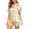 thumbnail image 1 of Babysbule Womens Pajamas Womens Silk Satin Pajamas Set Two-Piece Sleepwear Loungewear Button-Down Sets, 1 of 8
