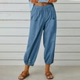 thumbnail image 1 of Babysbule Womens Pants Fashion Women Summer Casual Loose Cotton And Linen Pocket Trousers Pants, 1 of 7