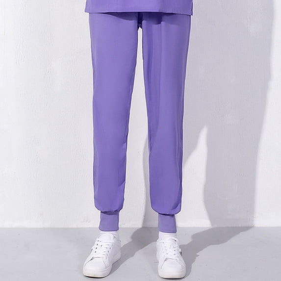 Babysbule Womens Pants Women's Solid Color Four Seasons Loose Bunched Feet Work Pants Nurse Dress Pants