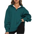 thumbnail image 1 of Babysbule Womens Pullover Fall Solid Sweatshirts Casual Winter Lapel Zip Up Pullover Long Sleeve Quarter Zip Hoodie, 1 of 6