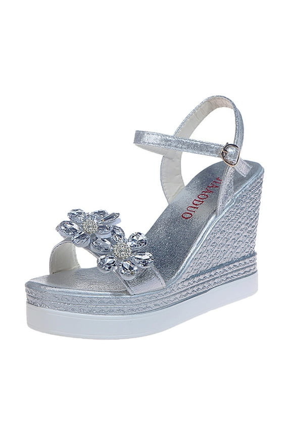 Womens Sandals, Women Ladies Fashion Wedges Platforms Crystal Floral High Heels Shoes Sandals