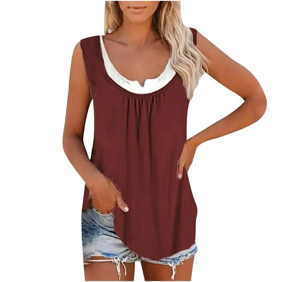 Babysbule Womens Shirts Fashion Women's Blouse Casual Loose Color Splicing Classic Vest Tops